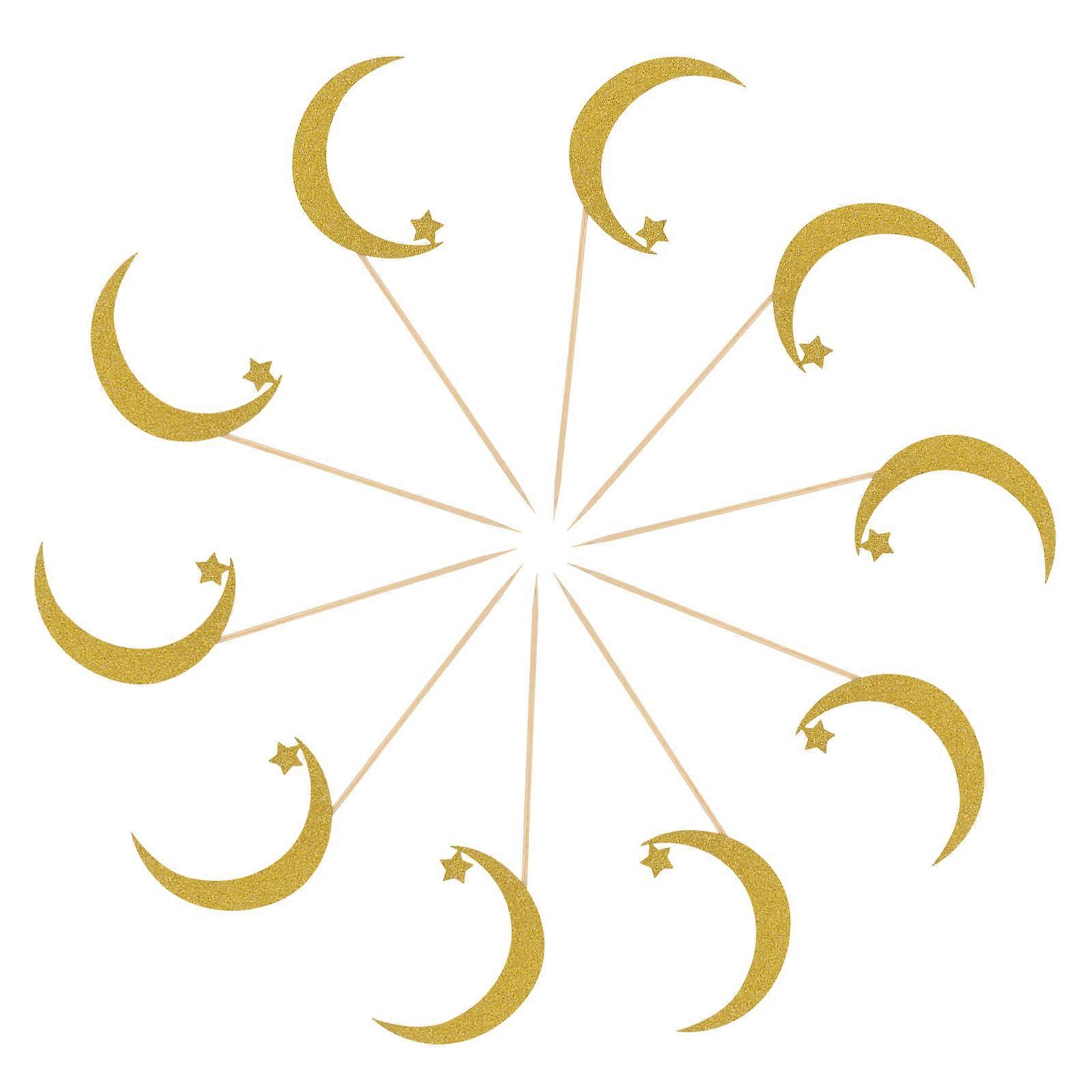 Cake Insert Toppers Bairam Moon Star for Decoration 25Pcs