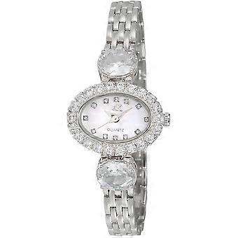 Adee Kaye Fancy Collection Crystal Accents Perlmutt-Zifferblatt Quarz AK2730-S Damenuhr