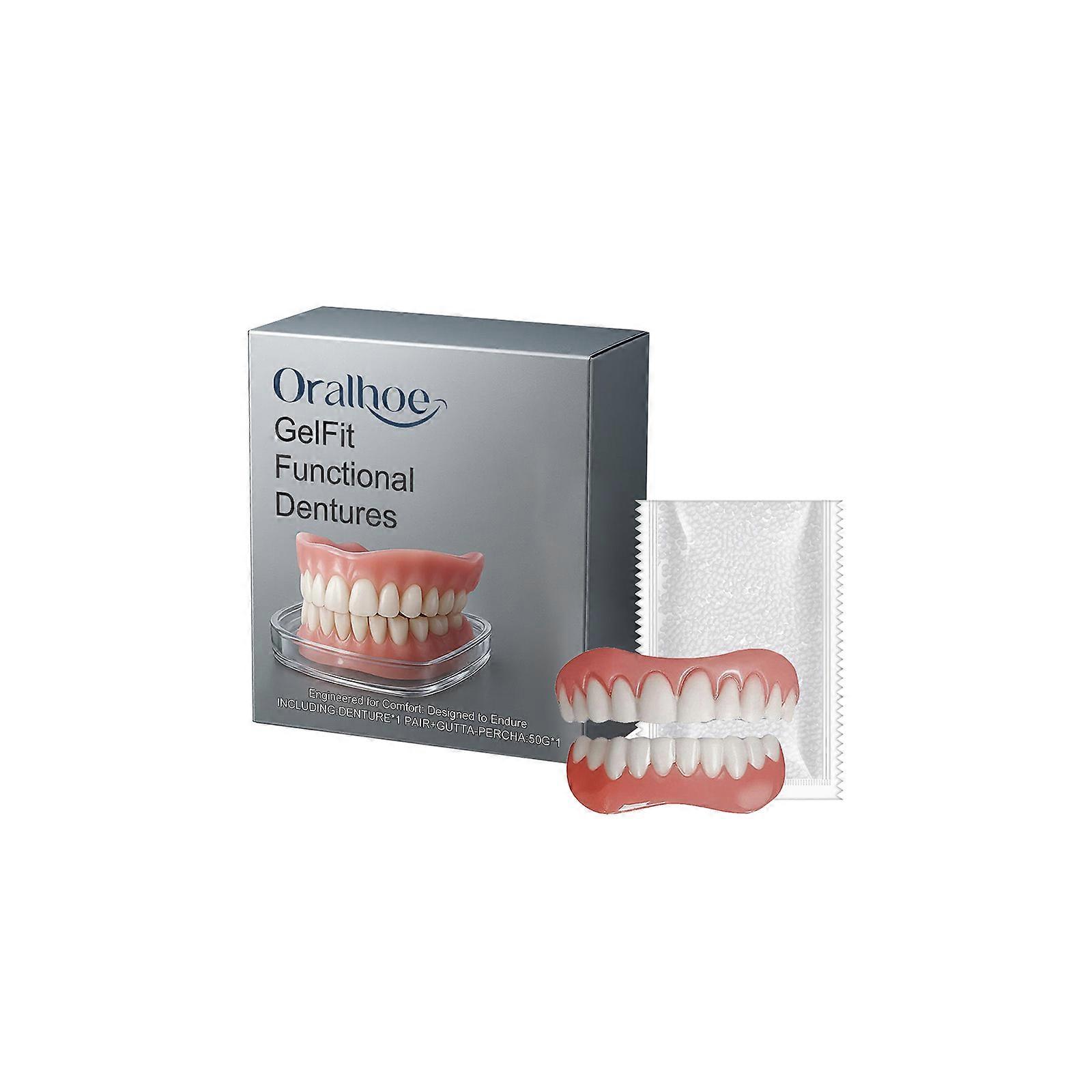 Temporary Denture Set Upper Lower Veneers False Teeth Soft Comfortable Instant Confident Whitening Dentures Simulation Brace