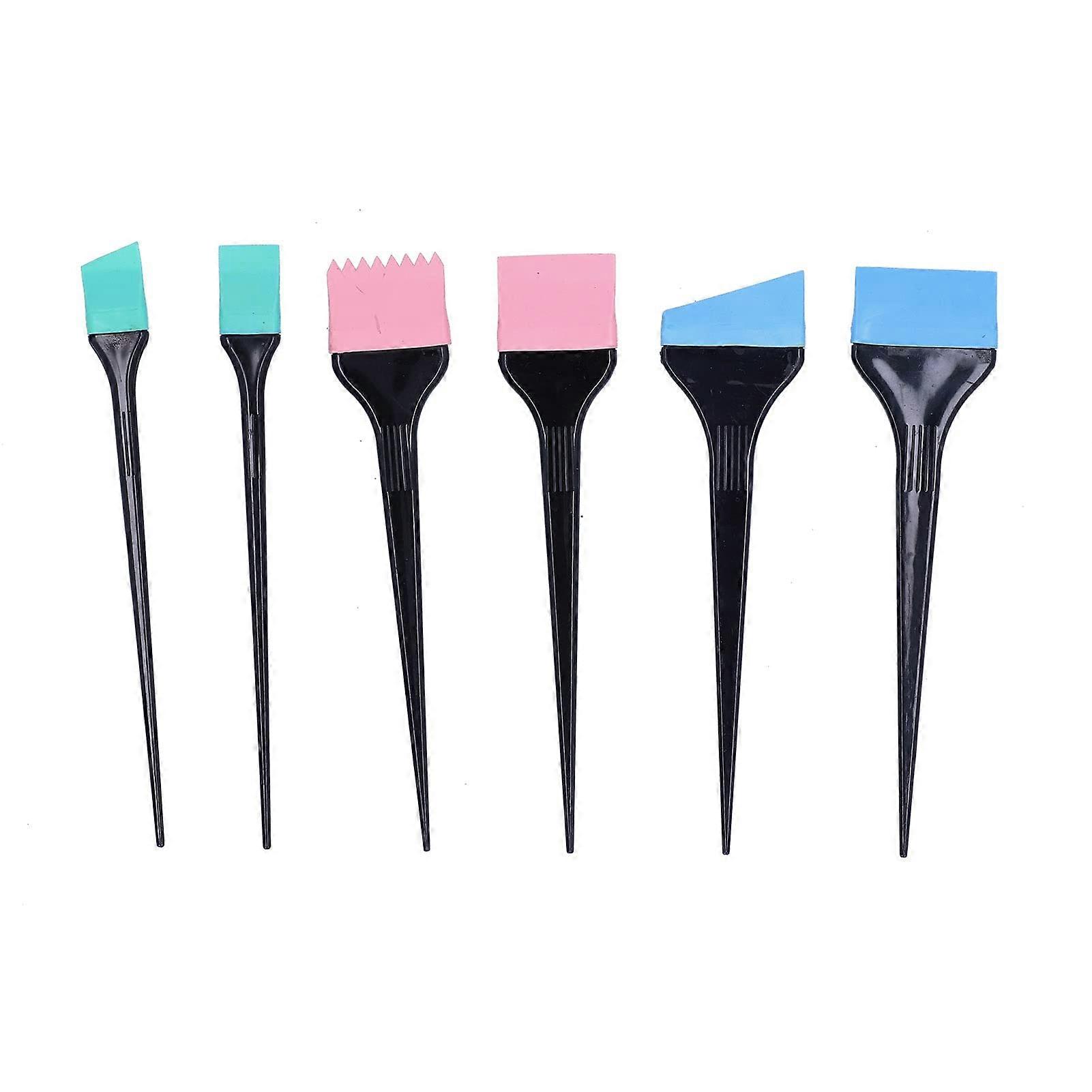 Silicone Hair Dye Brush Set 6 Pieces for Precise Color Application, Easy Clean, Multiple Sizes
