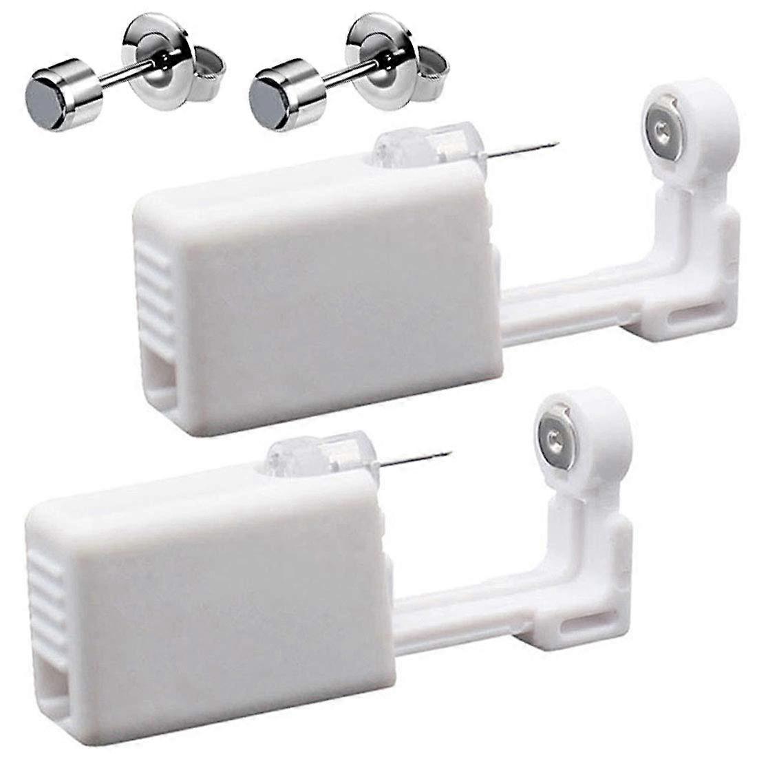 2 Pack Self Ear Piercing Gun Kit with Preloaded Studs and Alcohol Pads for Safe Fast Use
