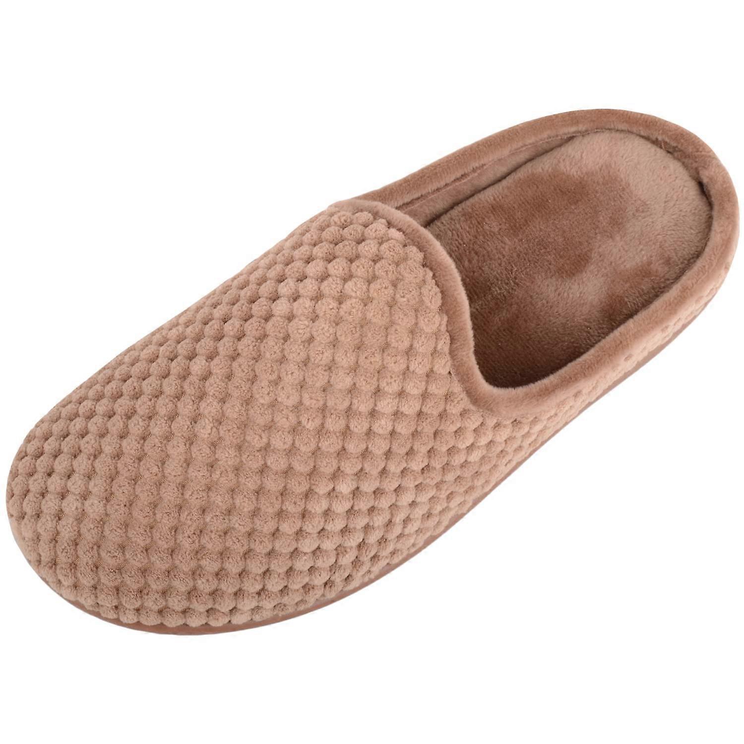 Absolute Footwear Soft Embossed Open Back Slip on Mule Slippers