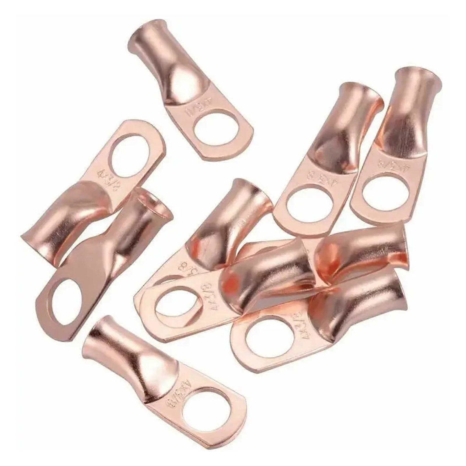 20PCS 4 AWG Copper Ring Terminals 3/8 Inch Bare Wire Lugs  Current Corrosion Resistant
