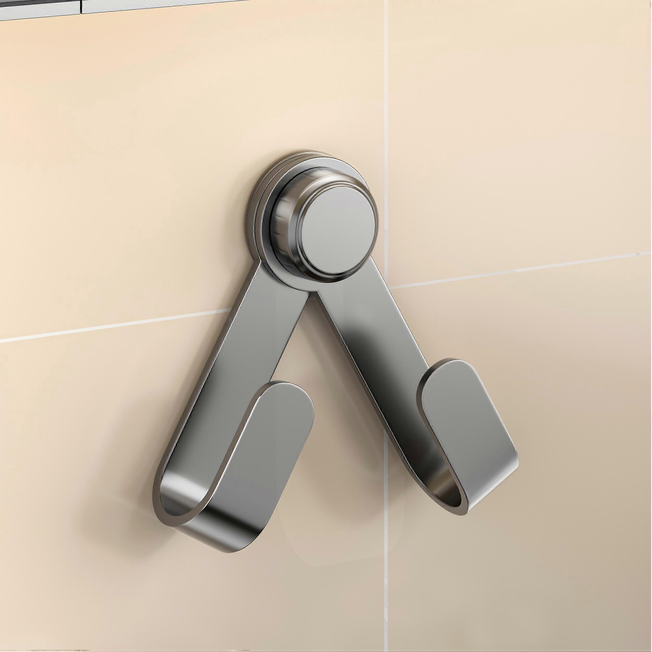 Adjustable Pot Rack Hooks Wall Mounted with Suction Cup, Foldable 360° Swivel Kitchen Storage, 2pcs