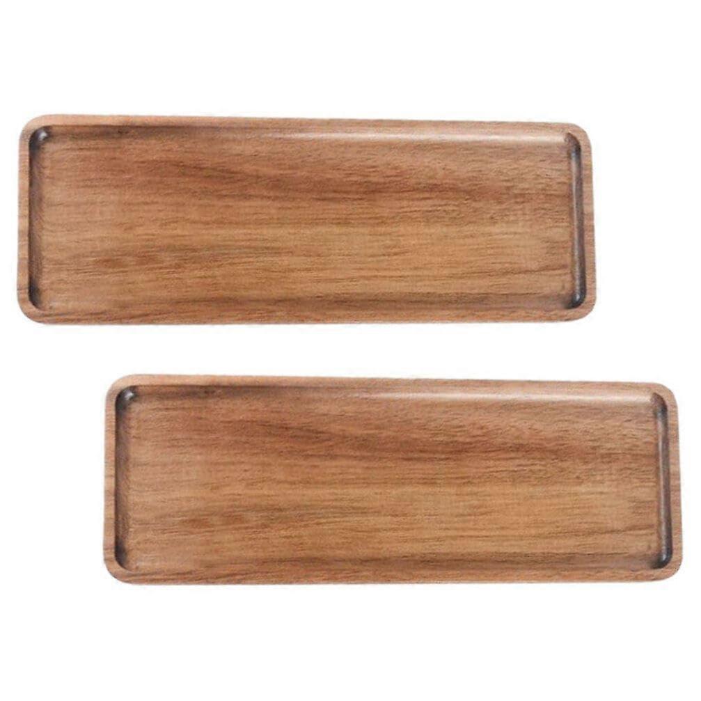 2pcs Large Wooden Serving Trays with Handles Rustic Rectangular Style for Food and Parties