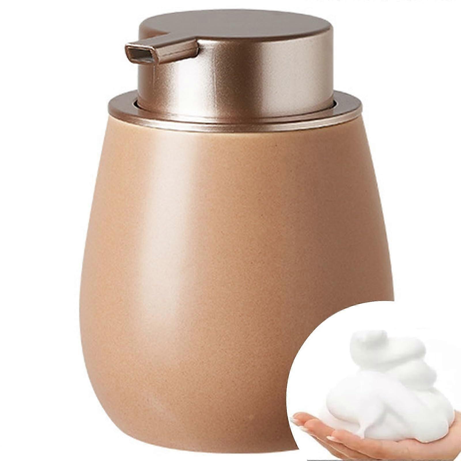 Foaming Soap Dispenser Ceramic 14Oz with Black Pump, Refillable Lotion Pump for Bathroom and Kitchen