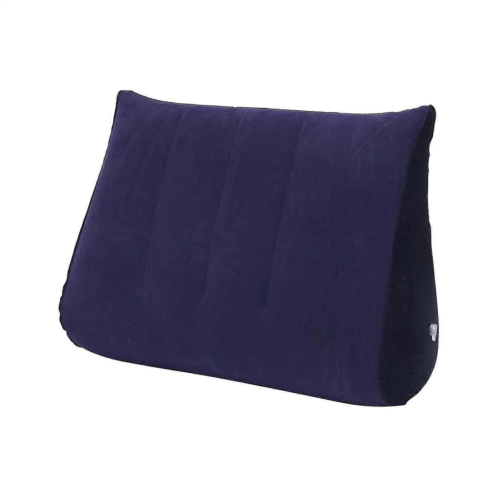 Inflatable Wedge Pillow for Leg Elevation with Ergonomic Triangular Support and Soft Surface, Dark Blue