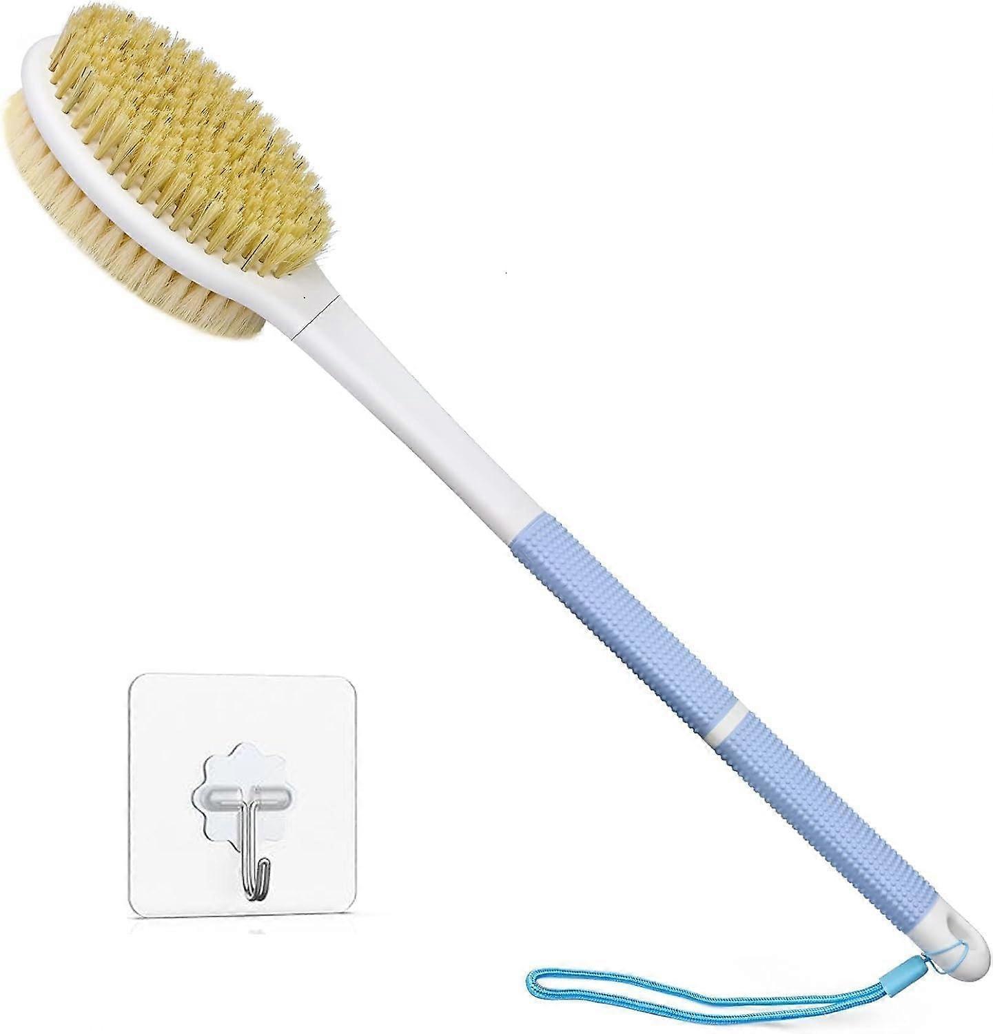 long-handled bath brush, wet and dry use