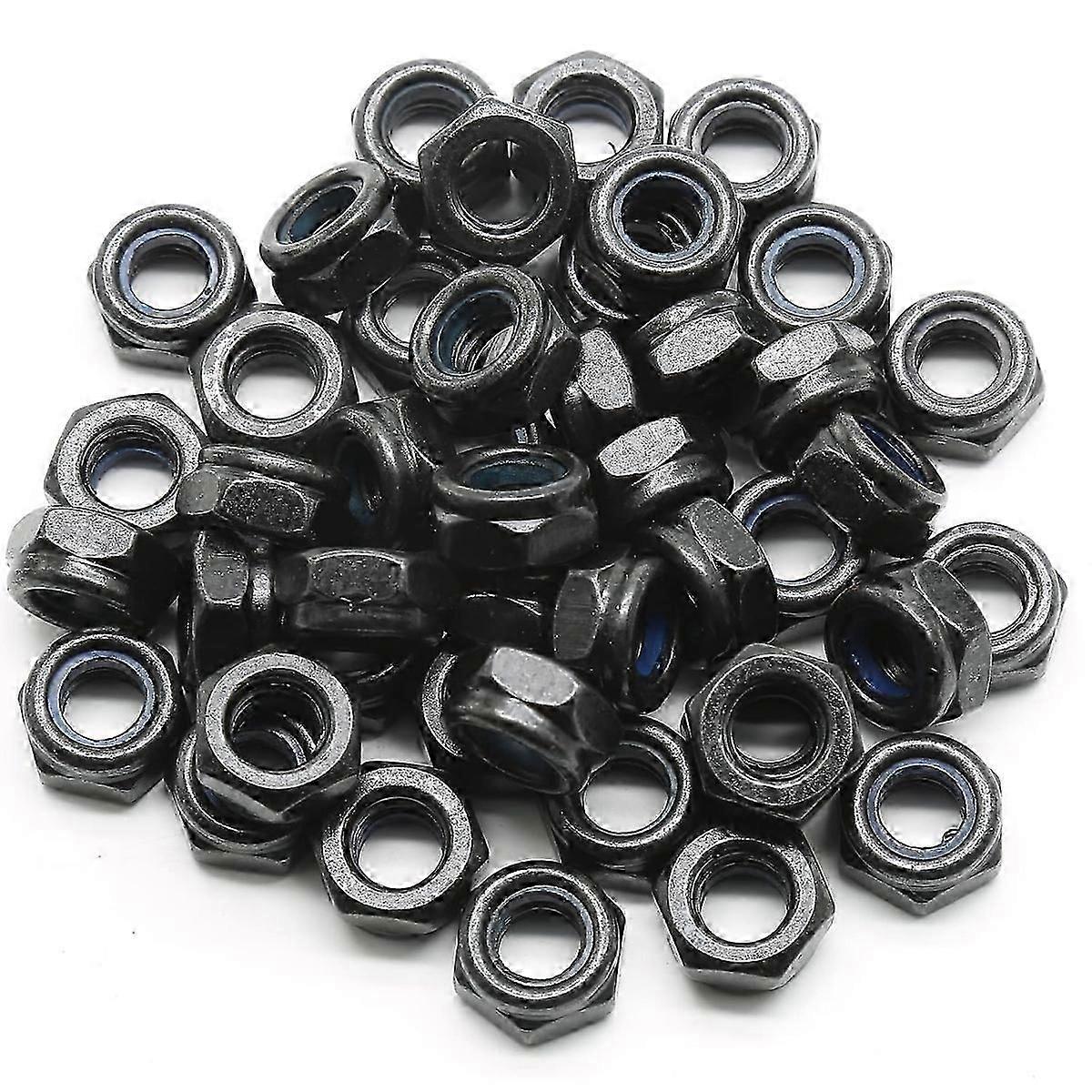 50PCS M8 x 1.25mm Black Nylon Inserted Lock NutsInserted Hex Self Clinching Lock Nuts Bla