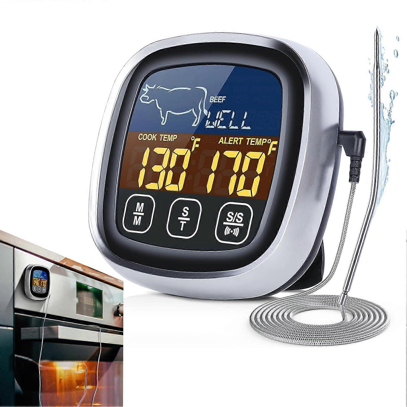 BBQ Meat Thermometer Waterproof with Timer for Fast Accurate Reading Grill Oven Baking