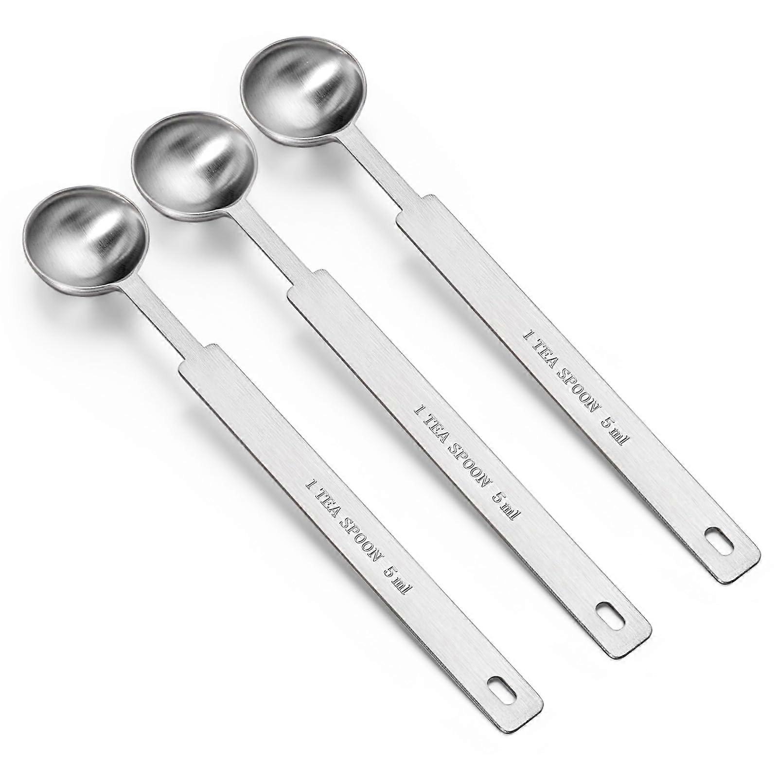 Measuring Spoons Stainless Steel Teaspoon 5ml Long Handle RustResistant for Kitchen Use