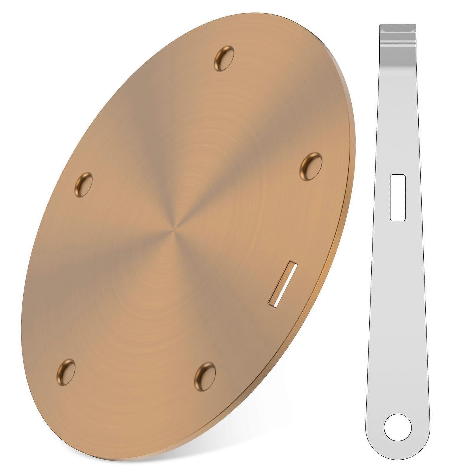 Induction Diffuser Plate 20cm Gold Stainless Steel with Handle for Even Heat Distribution