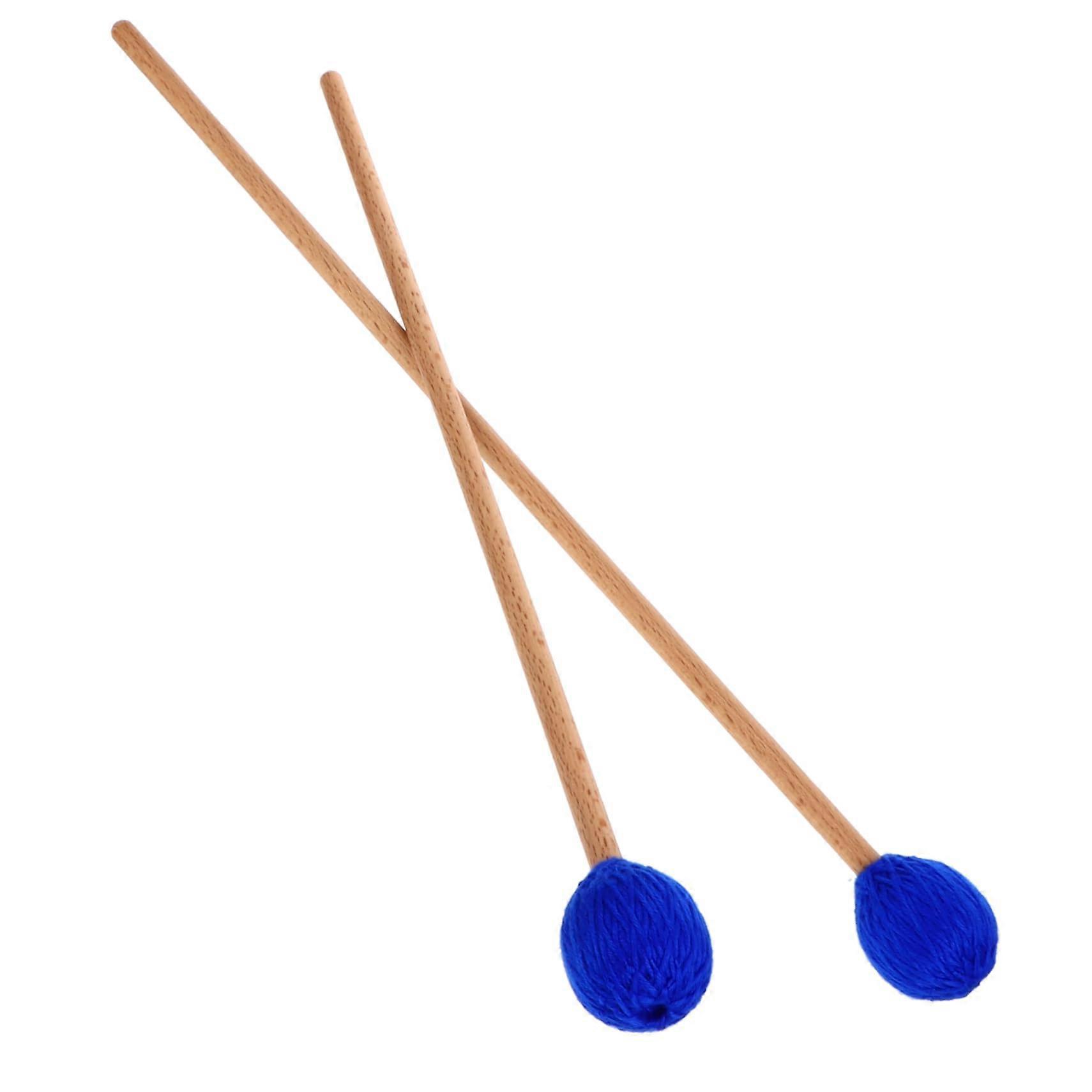 Marimba Mallets with Blue Yarn Head and Ergonomic Maple Handle for Clear Tone Precision