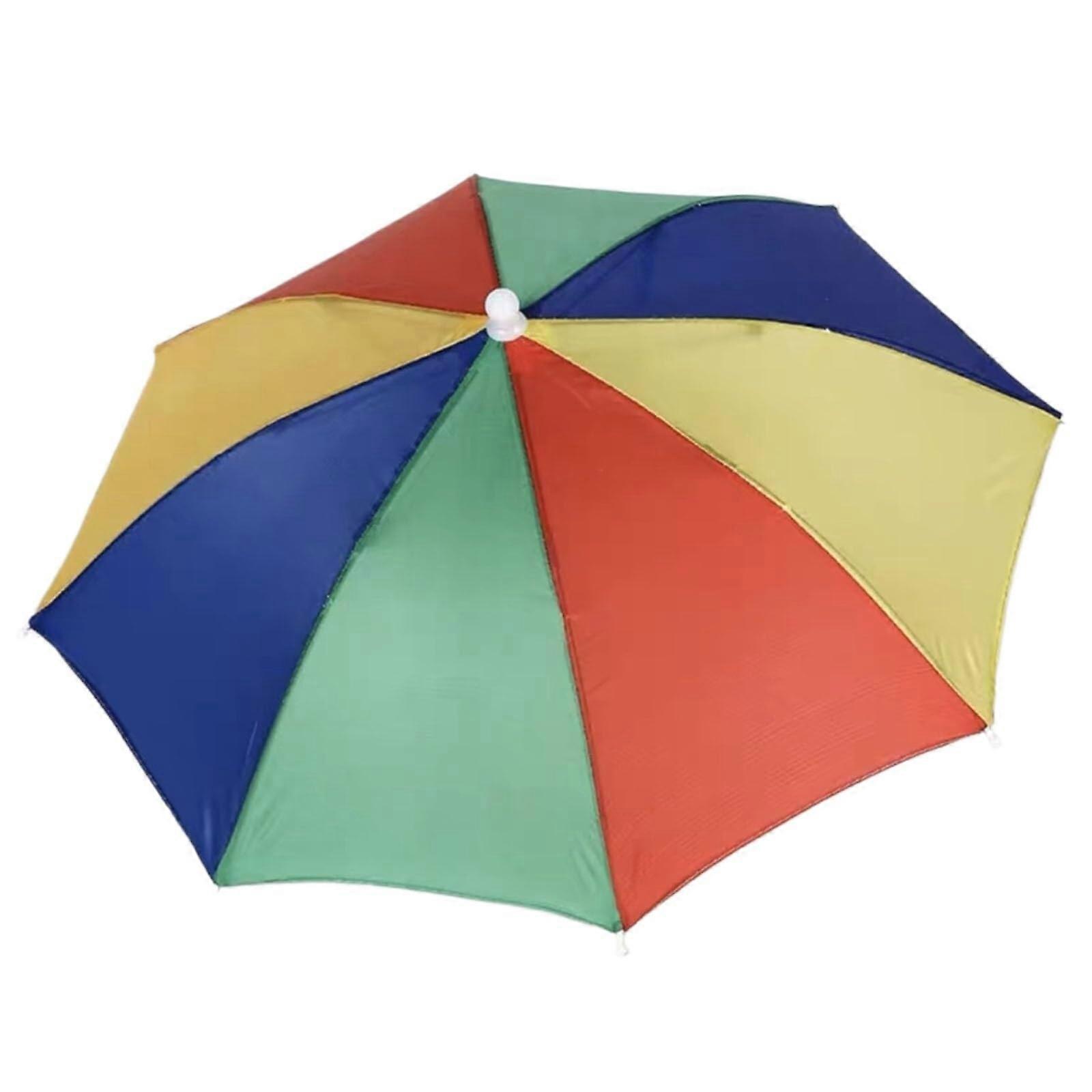 Foldable Umbrella Hat for Fishing, Adjustable Hands Sun Rain Cap, Multicolor Wearable Design