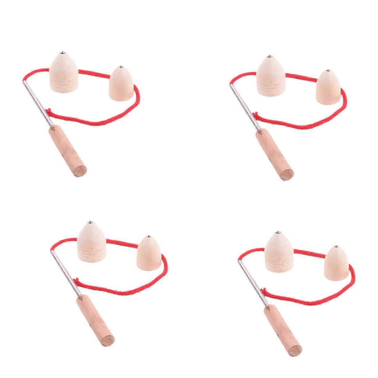 Educational Spinning Tops with Pull String, 4 Set Peg Tops for Kids Cognition and Coordination
