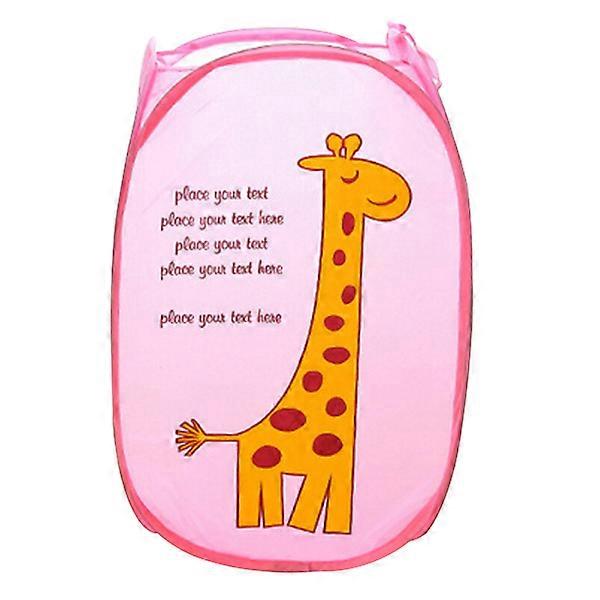 Laundry Basket Foldable Clothes Basket for Storage Pink Giraffe Mesh Hamper