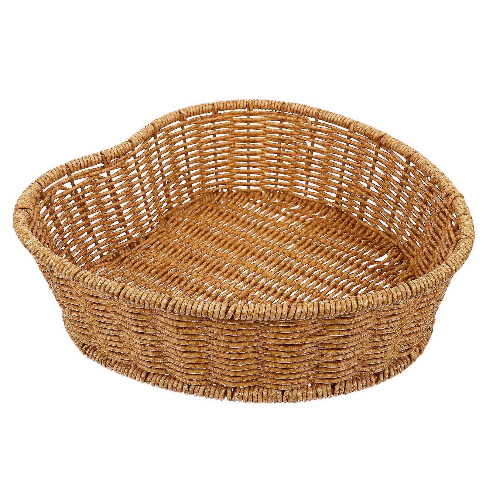 Heart Shape Candy Tray Storage Basket for Storage Light Brown Weaving