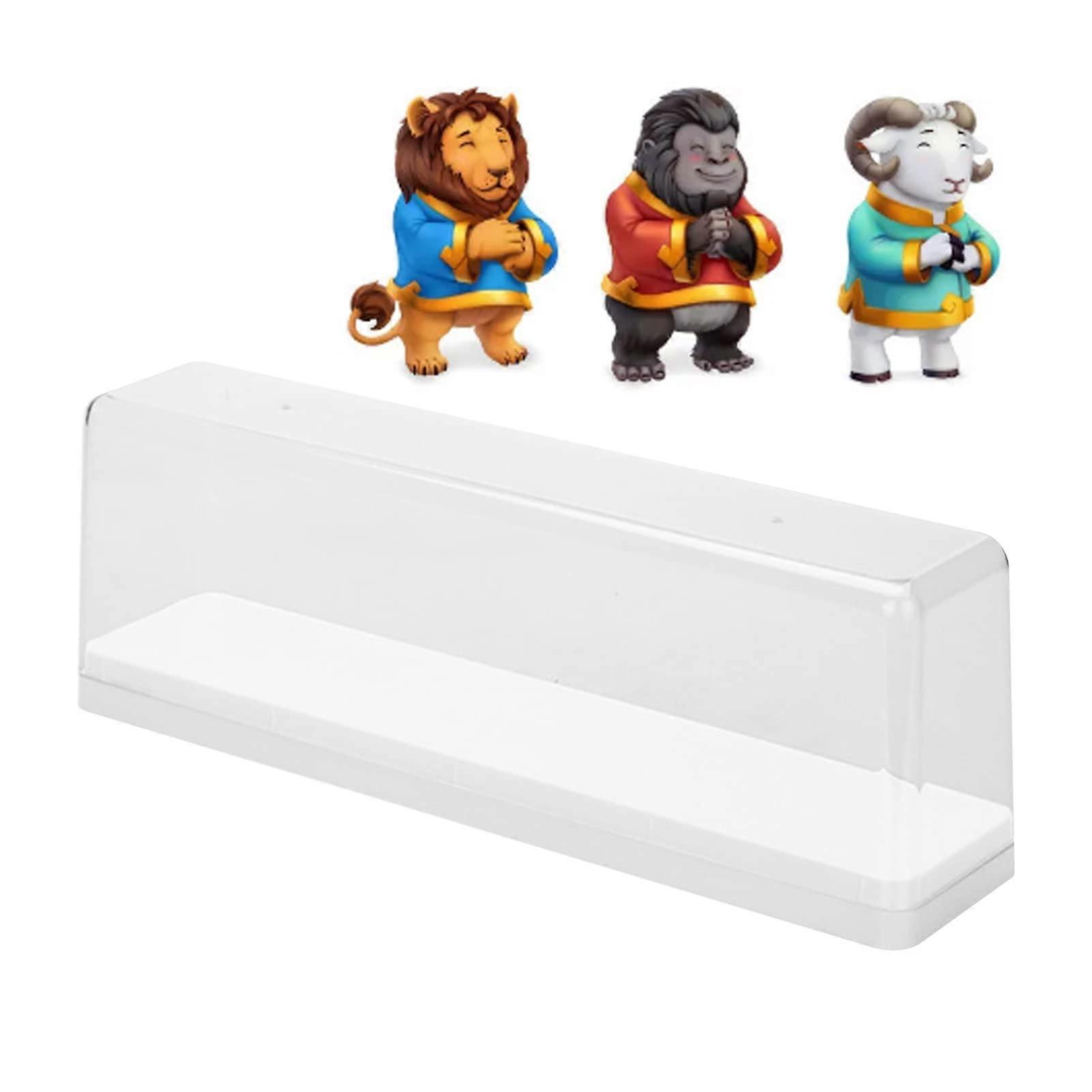 Clear Acrylic Action Figure Display Case with Dustproof Lid, Stackable White Toy Organizer