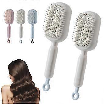 Self Cleaning Hair Brush with Massage Cushion, OnePull Hair Removal, Anti Static, 2PCS for All Hair Types