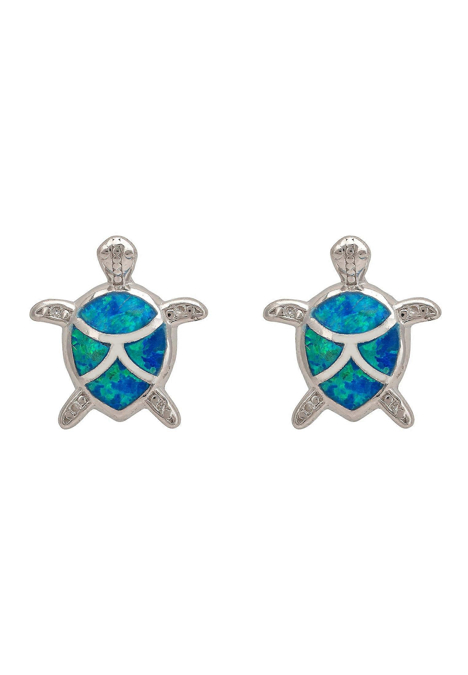 Turtle Blue Opalite Stud Earrings Silver