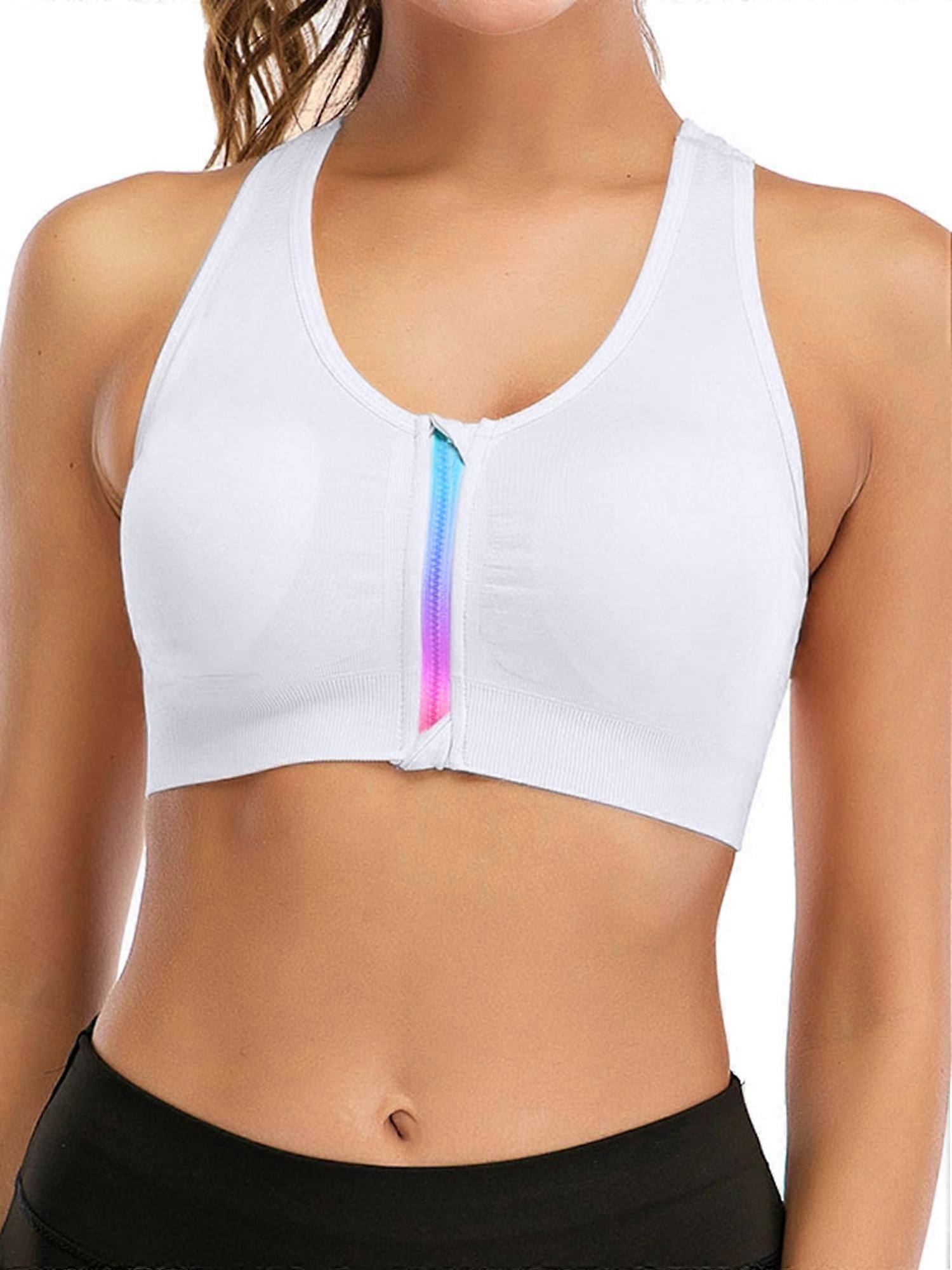 Women's Sports Bra Zip Bra Zipper Front Wirefree Removable Pads Yoga Bra Zip Sports Bra Yoga Workout Running Bra Women's Zip Front Sport Bra