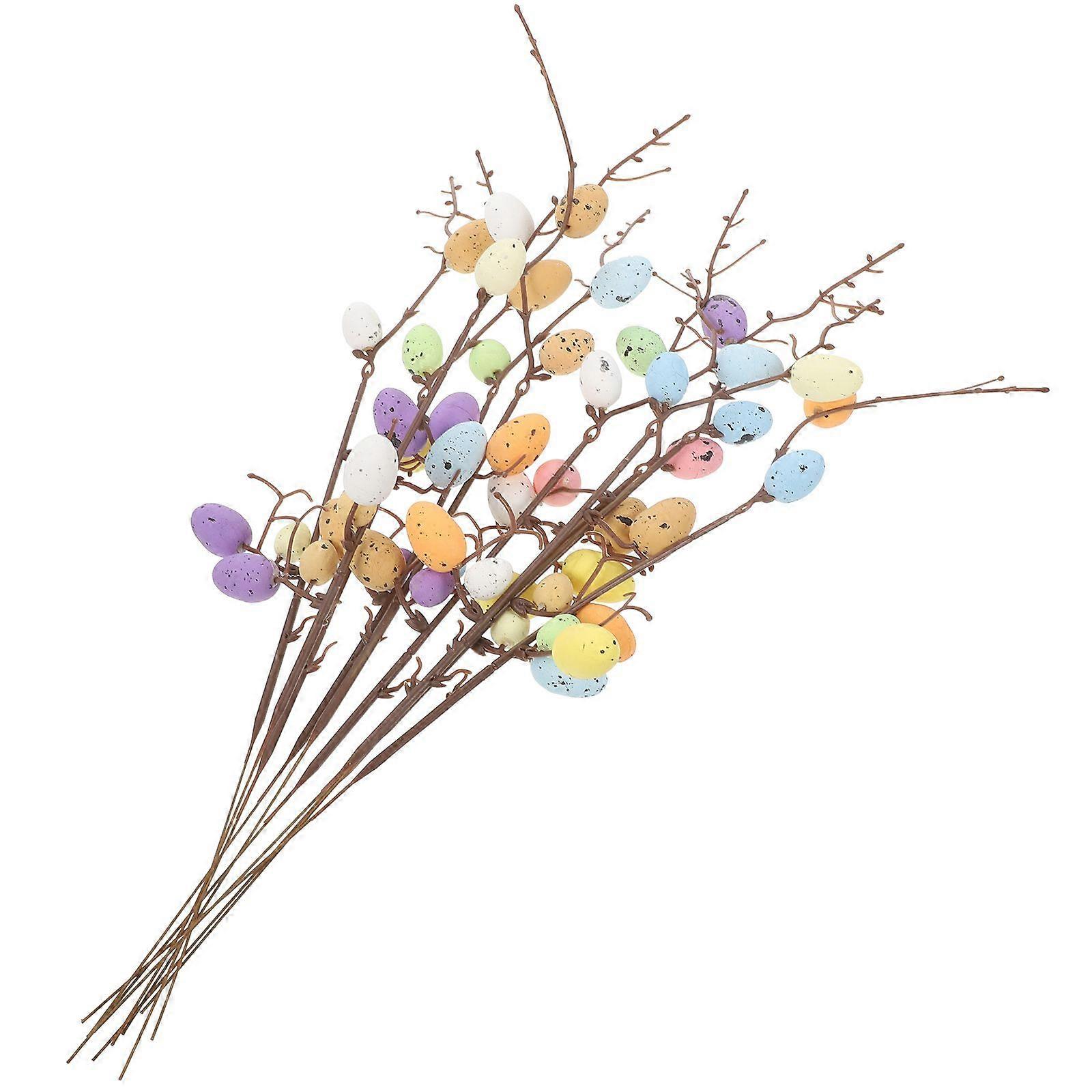 10pcs Easter Egg Branches Artificial Easter Egg Picks Easter Egg Twig Stems for Floral Arrangement