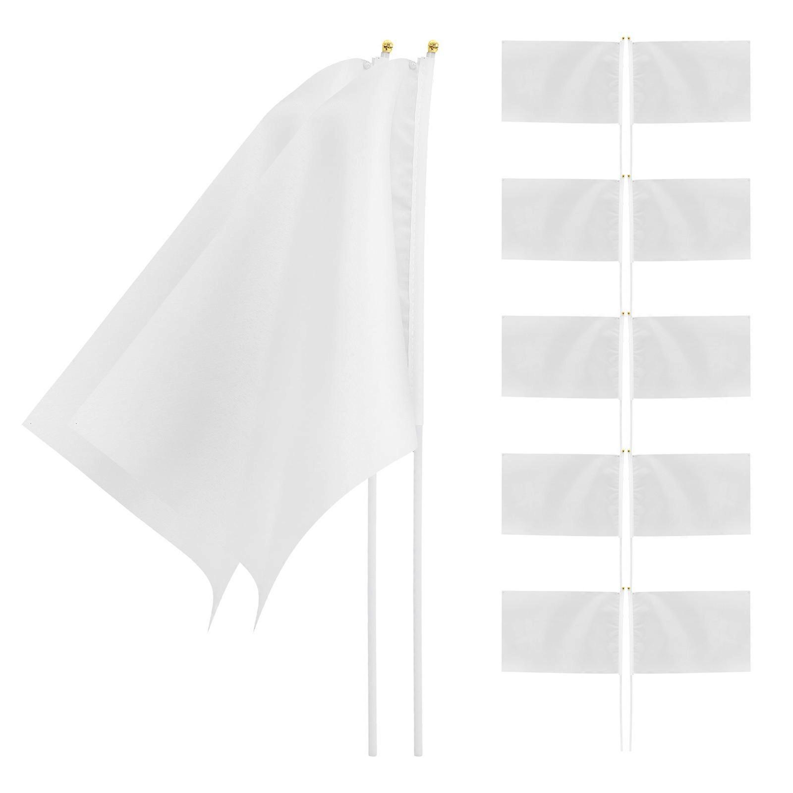Handheld Flag Competition for Cheering 20Pcs White Polyester Plastic Flags
