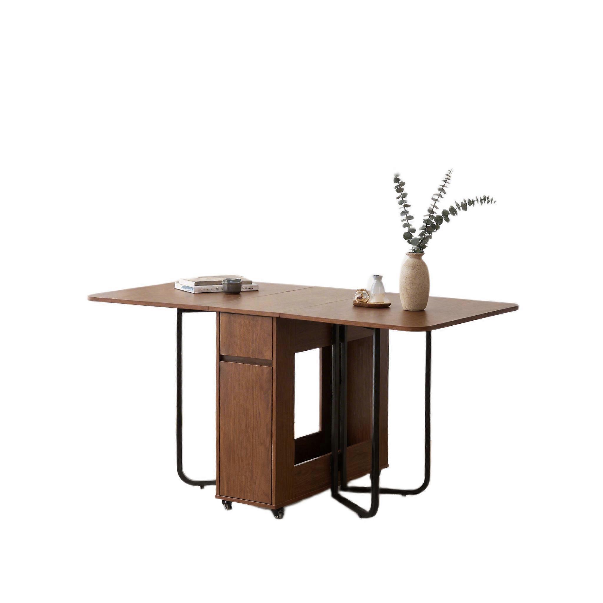 6-8 Seater Drop Leaf Dining Table with Drawers & Wheels