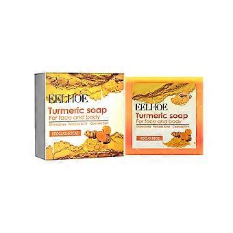 Turmeric Facial Soap with Vitamin E, Deep Cleansing, Moisturizing, Controls Oil, Reduces Acne, Brightens Skin, for Oily and Acne-Prone Skin, 100g