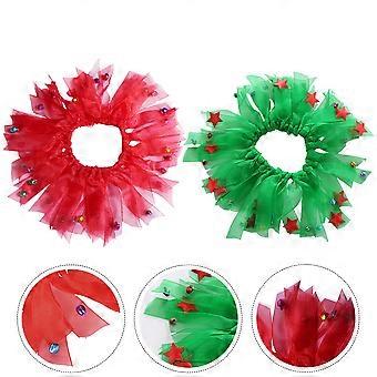 Christmas Pet Collar Decorative for Party 2Pcs Polyester Dog Collars