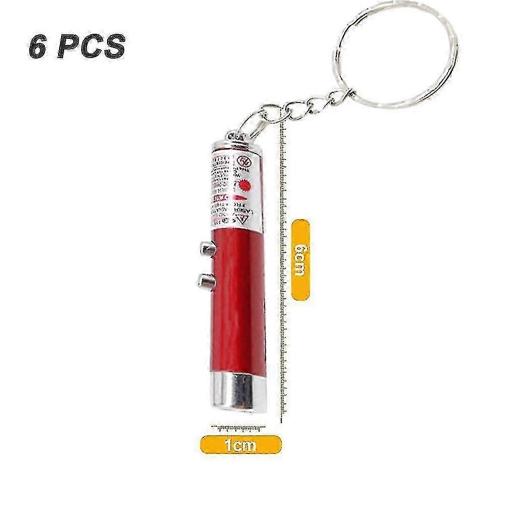 6pcs Mini Laser Pointer Cat Toy With Keychain Flashlight Funny Kitten Toy