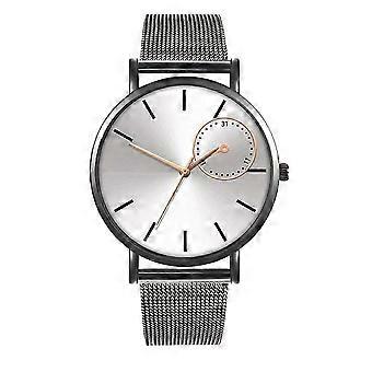 Men Women Fashion Watch Mesh Band Round Dial Quartz Wristwatch for Lovers (#3)