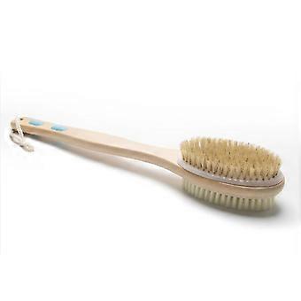 Body brush for wet or dry brushing with long wooden handle, 43.5*7.2*1.8cm