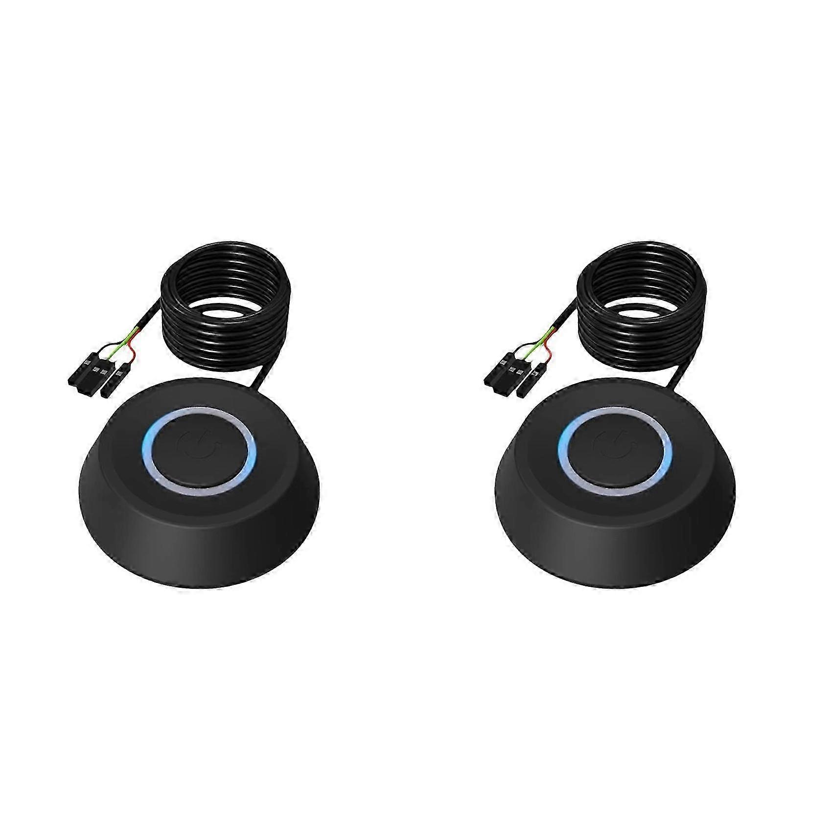 2X Computer Switch 1.8m PC Motherboard External Start Power LED Light Button Extension Cable Round Startup Switch A