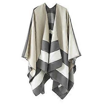 Damsjal Poncho med öppen framsida, kappor, överdimensionerade tröjor, modesjalar för hösten, vintern, vit, mörkgrå