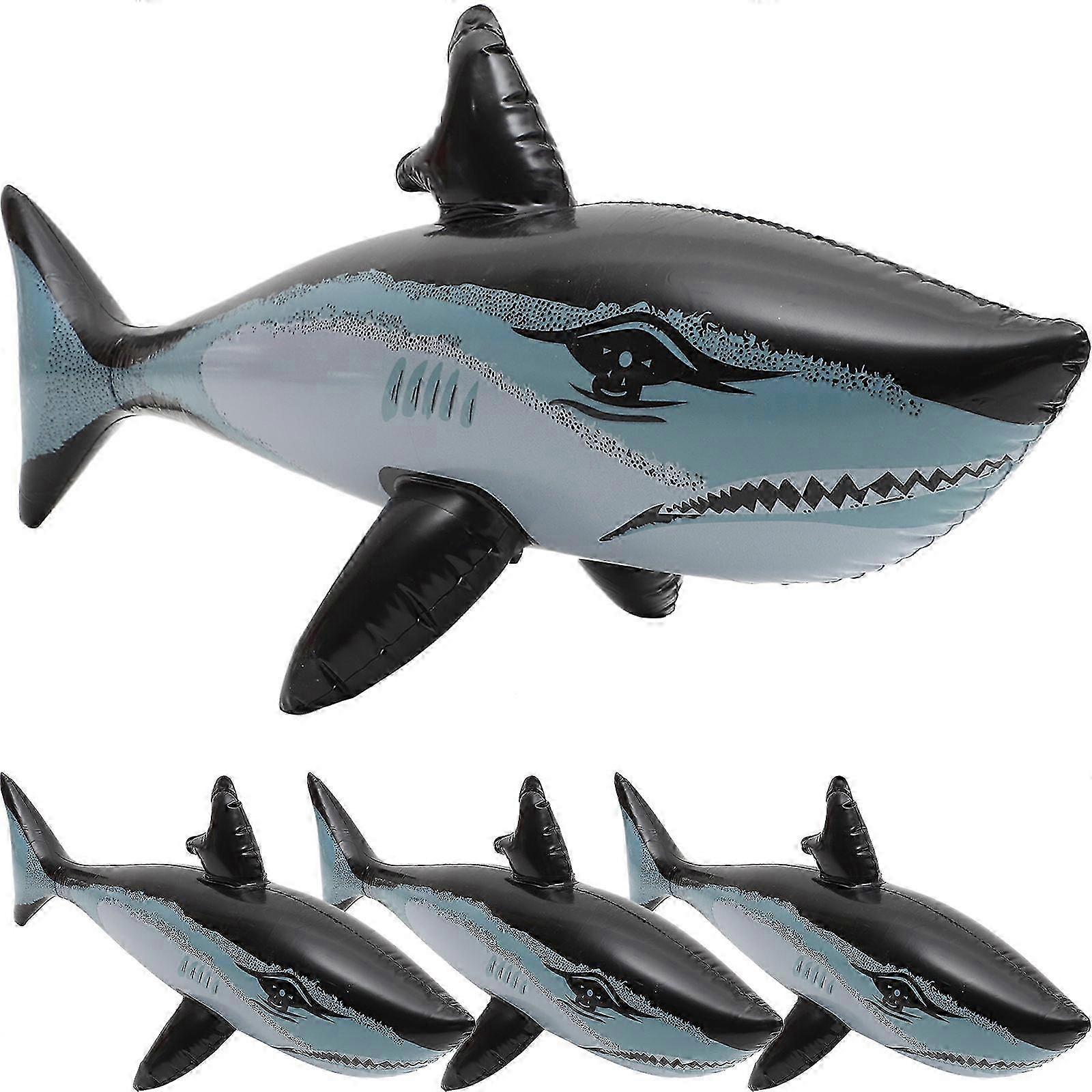 Inflatable Shark Floating Shark Playthings compatible with Pool Use 4Pcs Multi PVC