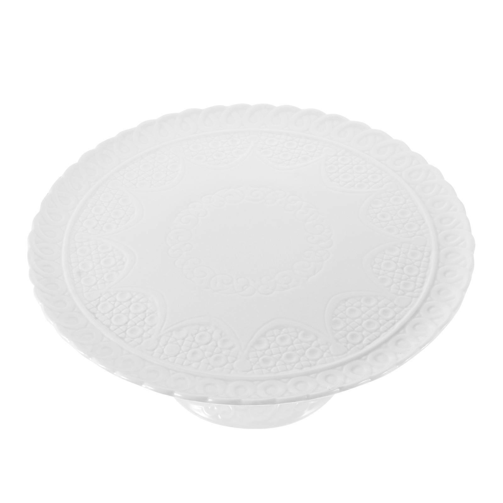 White Ceramic Cake Serving Tray for Dessert Storage Plate