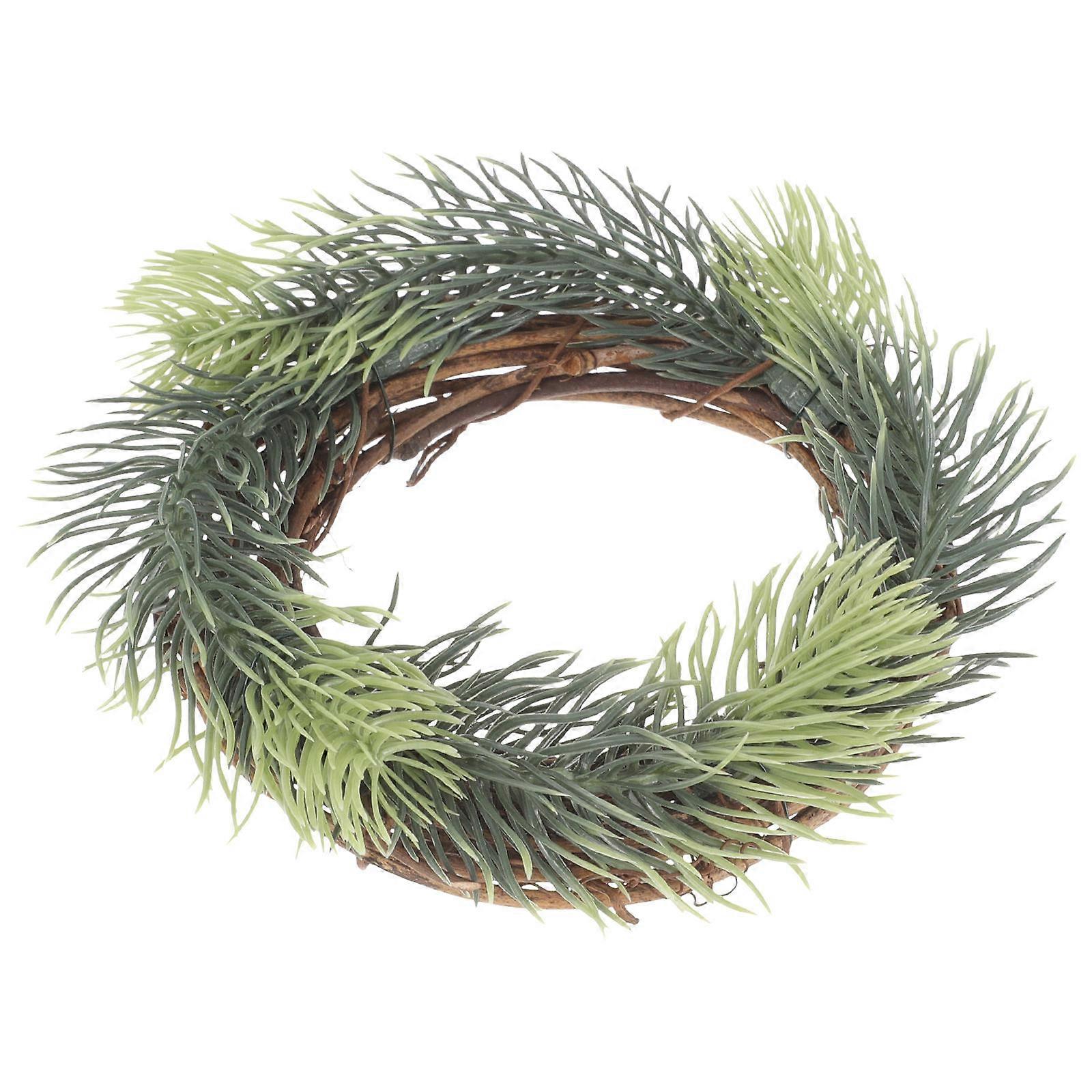 Simulation Pine Wreath for Candle Decoration Olive Green