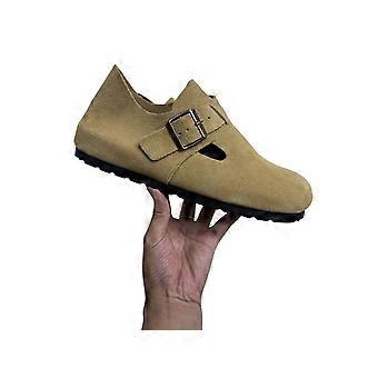 Slip-On-skor med enkelspänne och stängd tå, platta skor med mockaöverdel för korta resor utomhus
