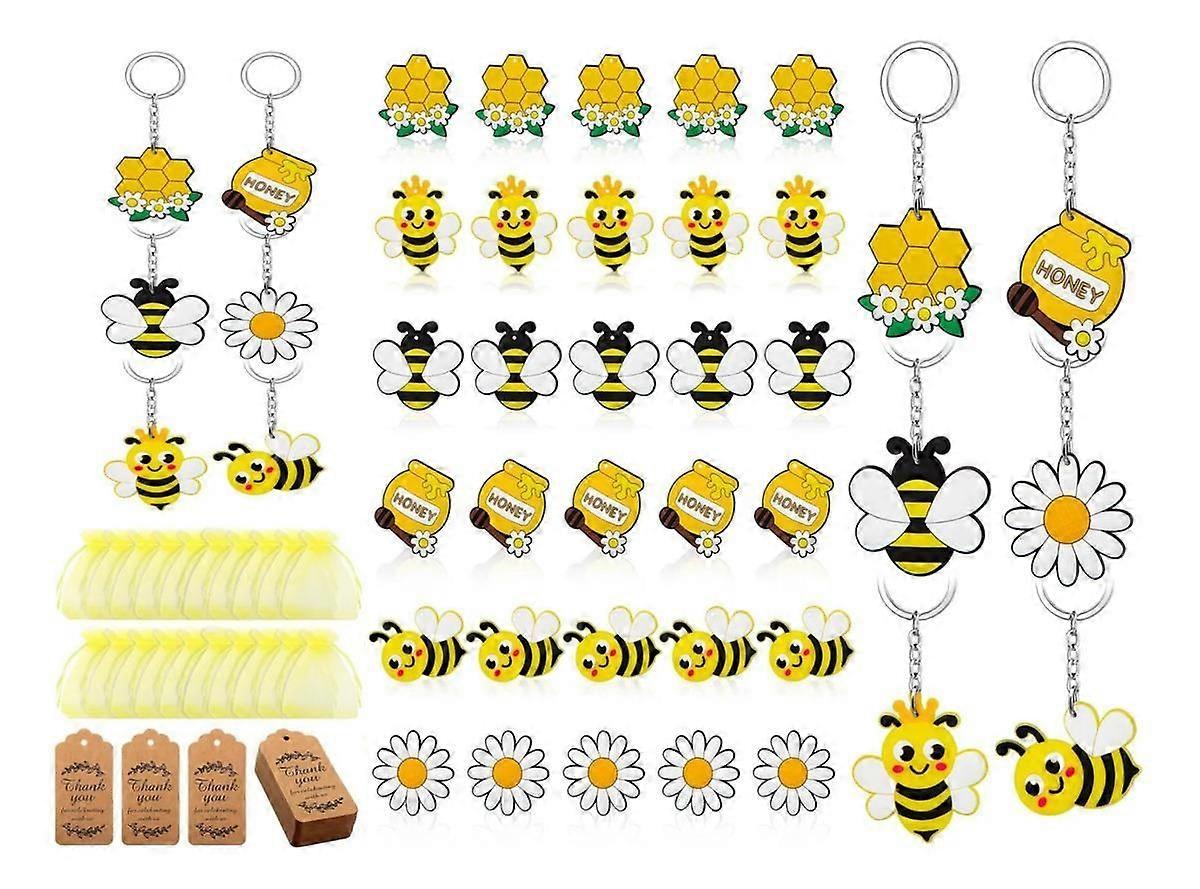Bee Keychains for Baby Shower - 54 Pieces