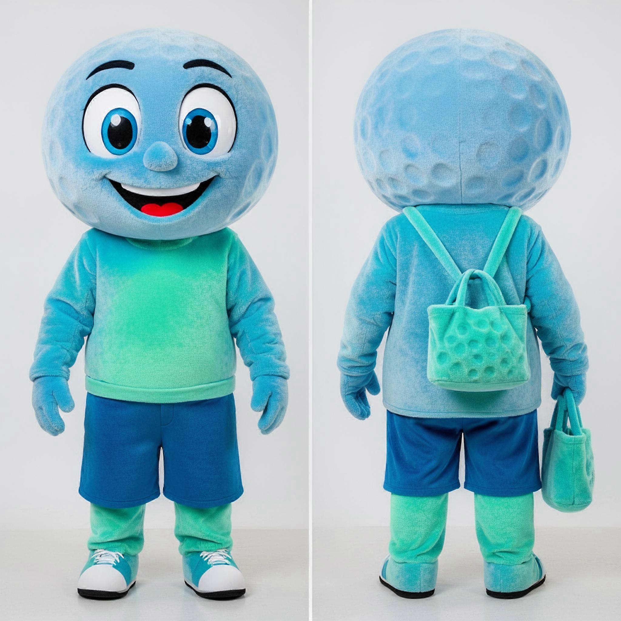 MASTICOT Sky Blue Round Golf Ball Mascot