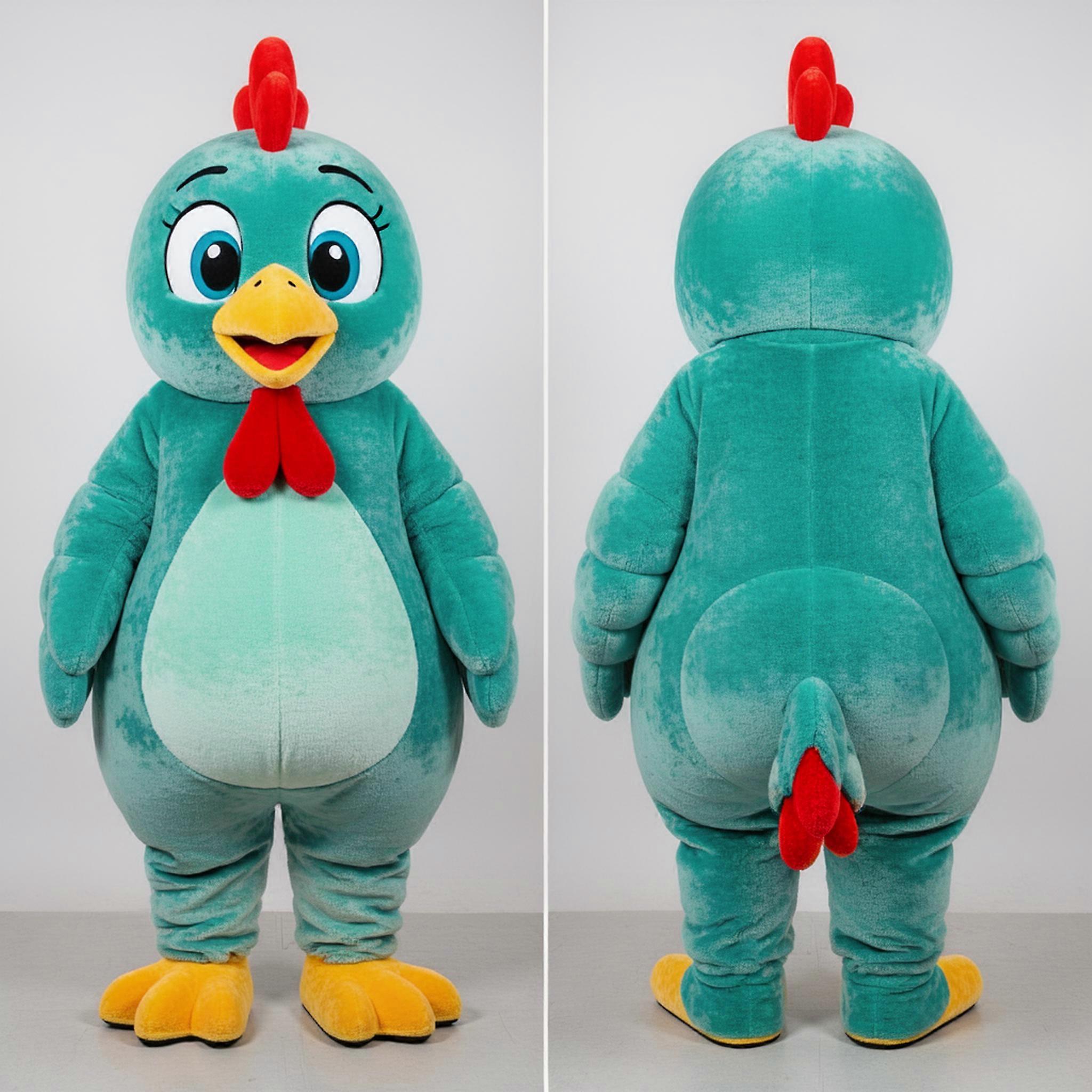 MASTICOT Teal Rounded Chicken Mascot