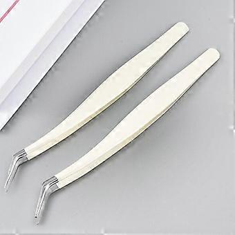 Eyelash Tweezers Extension Clip Stainless Steel Anti-Static Superhard High Precision Tweezers With Fiber Tips Makeup Tools