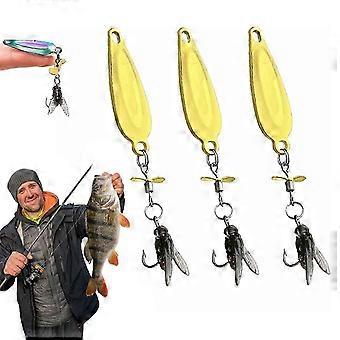 Appâts de pêche à la mouche à hélice métallique, lot de 5 leurres bioniques compatibles avec la pêche en eau douce et en eau salée