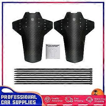 2 stücke Mountainbike 3D Carbon Fiber Kotflügel Vorne Hinten Einstellbare Schmutzfänger Schwarz Fahrrad Zubehör Passt Die Meisten Größe