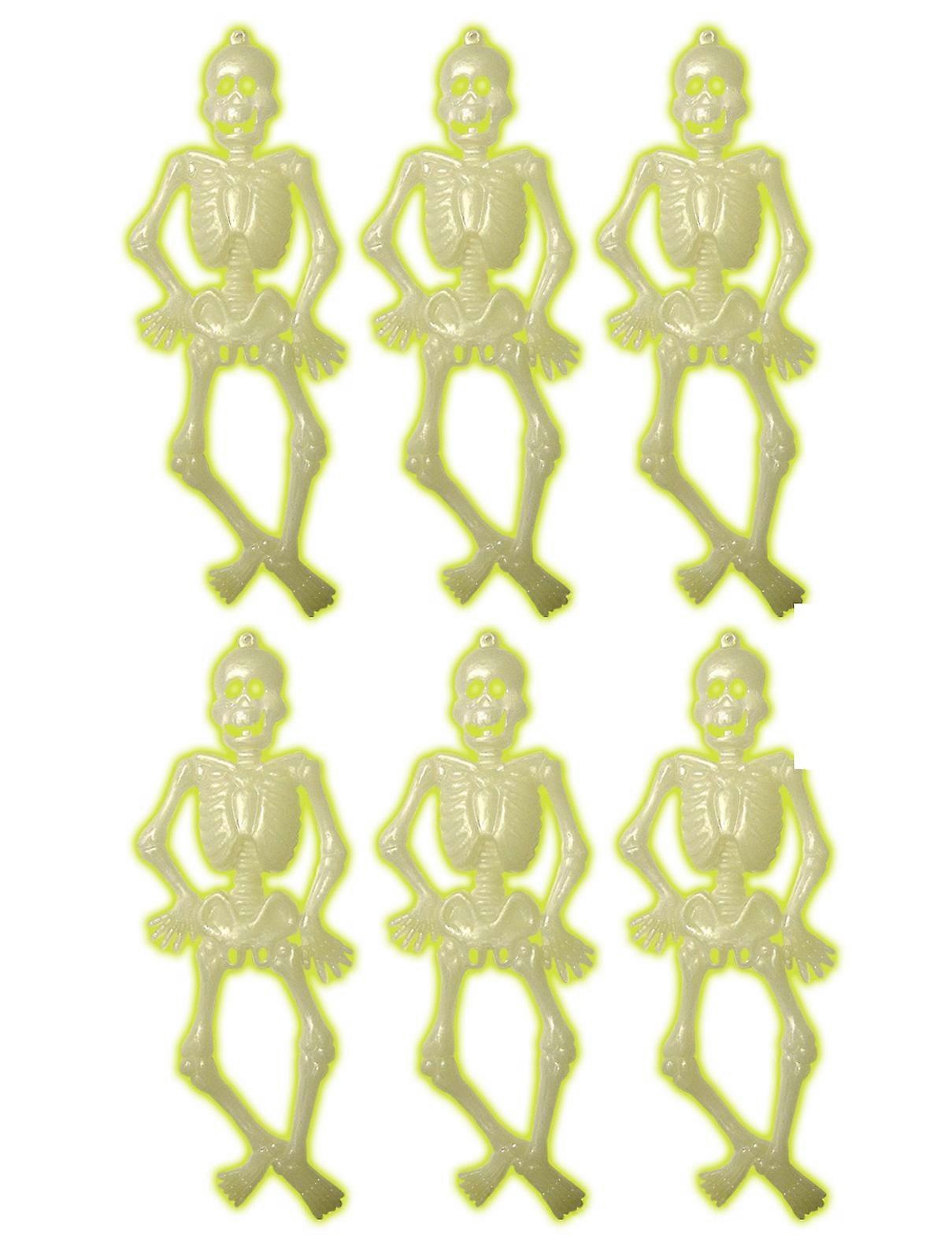 6 Small phosphorescent skeletons 15 cm Halloween