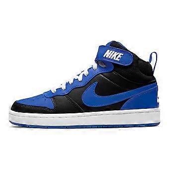 Nike Court Borough 2 Mid Synthetic Leather Abrasion Resistant Mid top Skateboard Shoes Blue Black Unisex DM8872-001
