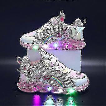 Girls Led Casual Sneakers Elsa Princess Print Outdoor Shoes Kids Light-up Non-slip Shoes compatible with Spring And Winter