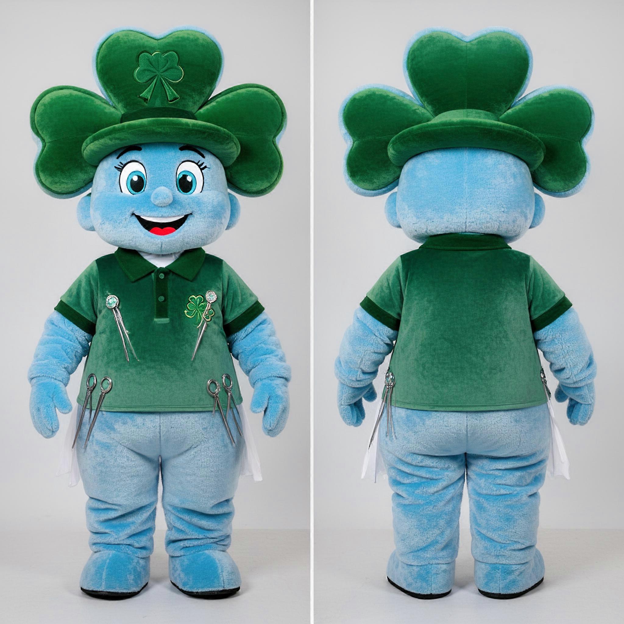 MASTICOT Sky Blue Cheerful Irish Dancer Mascot