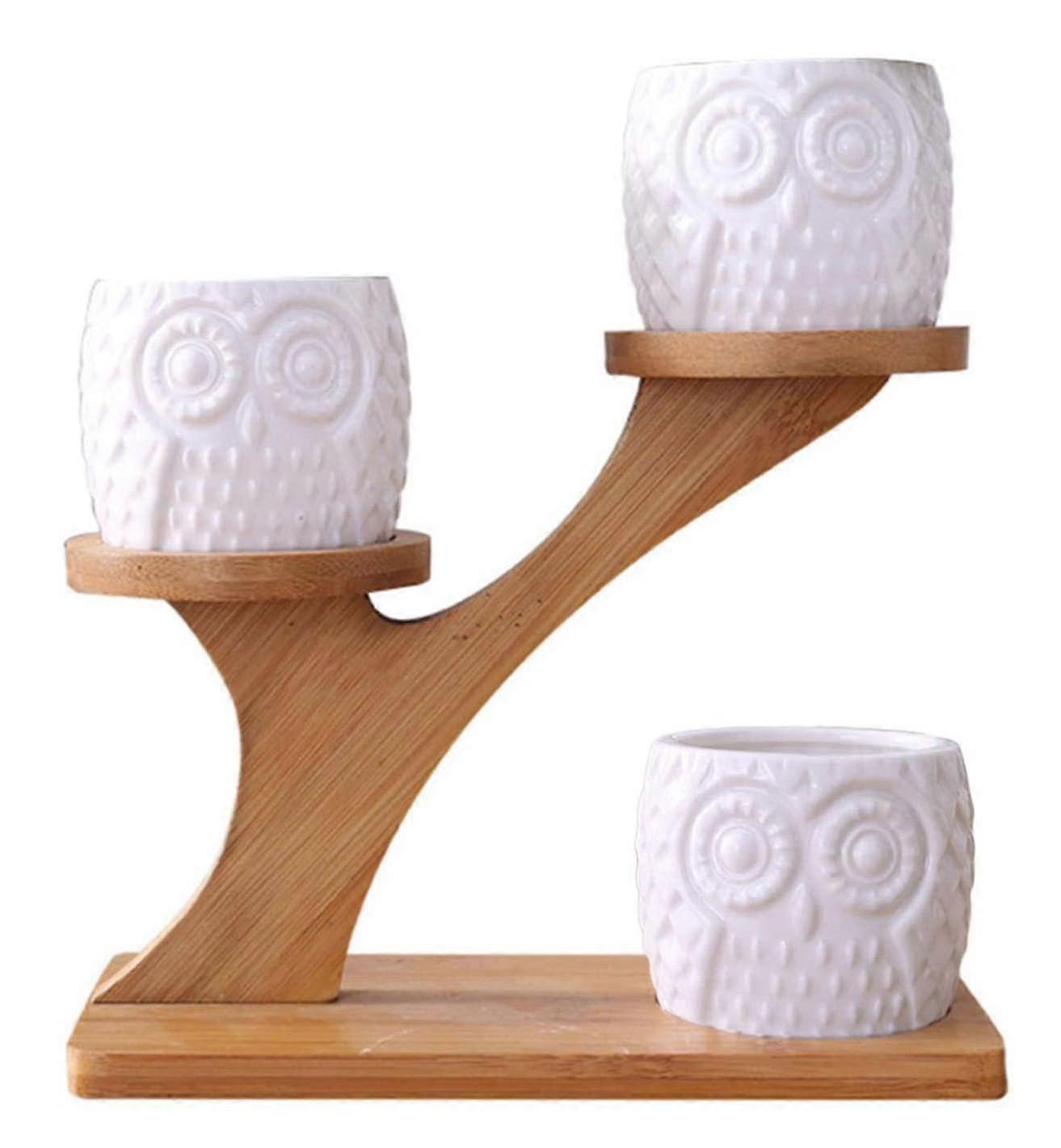 Ceramic Owl Pot Holder Three-Tier